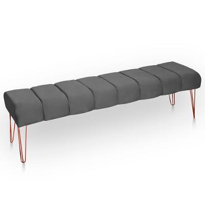 Recamier Estofada Casal King Size Luxo Veludo Cinza Escuro