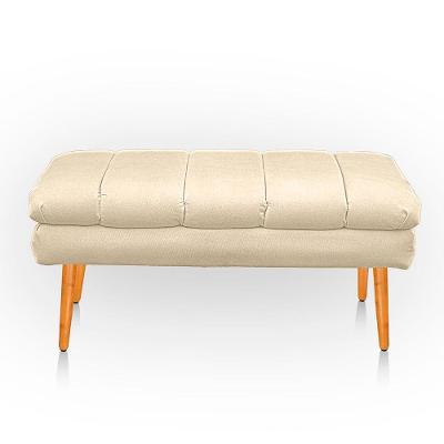 Puff Aparador Estofado Italy Decorativo Veludo Bege