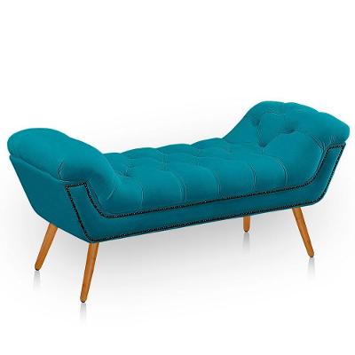 Recamier Estofada Casal Ayla Veludo Cor Azul Claro