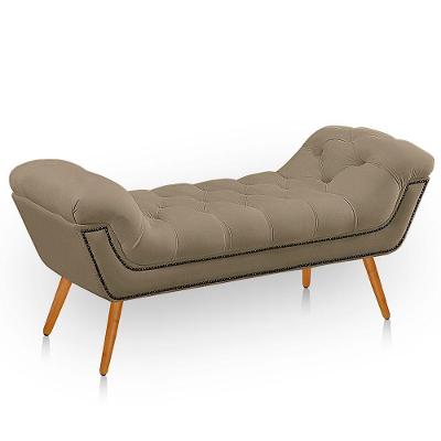 Recamier Estofada Casal King Size Ayla Veludo Cor Bege Médio