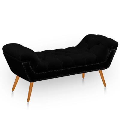 Recamier Estofada Casal Ayla Veludo Cor Preto