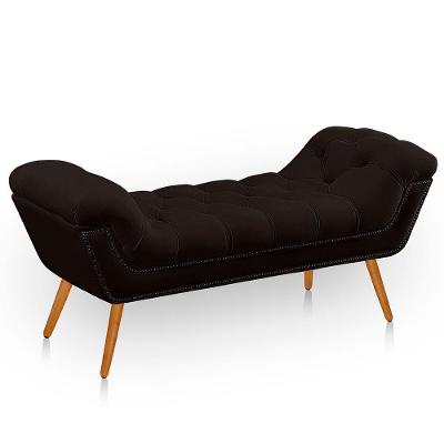 Recamier Estofada Casal King Size Ayla Veludo Cor Marrom
