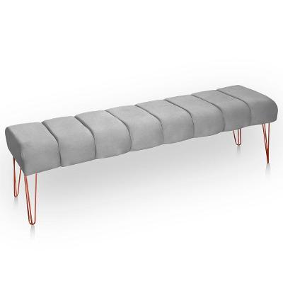 Recamier Estofada Casal Luxo Veludo Cinza