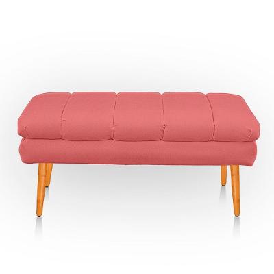 Puff Aparador Estofado Italy Decorativo Veludo Cor Rose