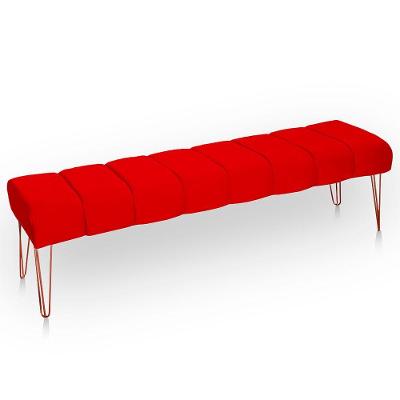 Recamier Estofada Casal Queen Luxo Veludo Cor Vermelho