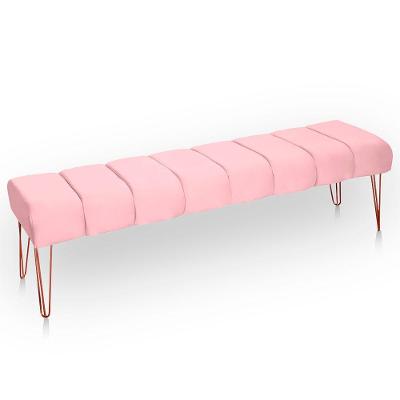 Recamier Estofada Casal Queen Luxo Veludo Cor Rosa Bebe
