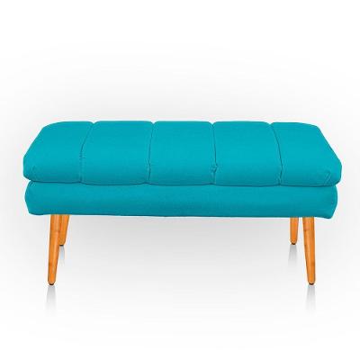 Puff Aparador Estofado Italy Decorativo Veludo Cor Azul Claro