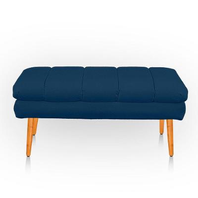 Puff Aparador Estofado Italy Decorativo Veludo Cor Azul Marinho