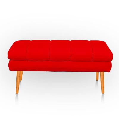 Puff Aparador Estofado Italy Decorativo Veludo Cor Vermelho