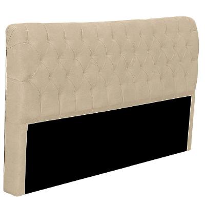 Cabeceira Casal Estofada Para Cama Box Glass Veludo Bege