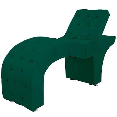 Maca Estofada Capitone Reclinável Julia Para Estetica Facial Sombrancelha E Cílios Suede Cor Verde Esmeralda