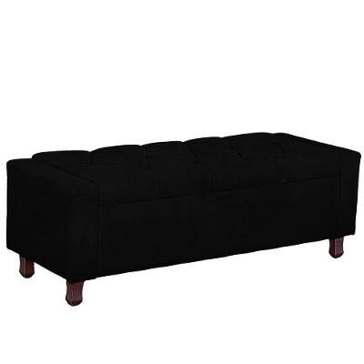 Calçadeira Baú Casal Queen Estofada Valencia Veludo Cor Preto