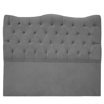 Cabeceira Casal Queen Para Cama Box Estofada Dunas Veludo Cor Cinza Claro