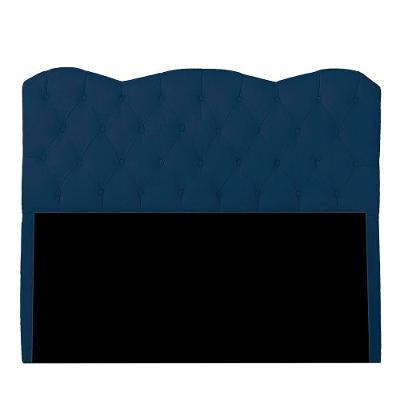 Cabeceira Casal Estofada Para Cama Box Verona Veludo Cor Azul Marinho