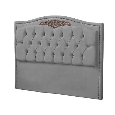 Cabeceira Casal Queen Size Estofada Para Cama Box Maitê Veludo Cor Cinza Claro