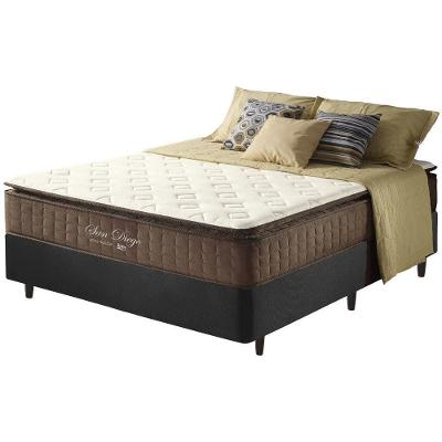 Cama Box Casal Preta + Colchão Molas Ensacadas San Diego 138