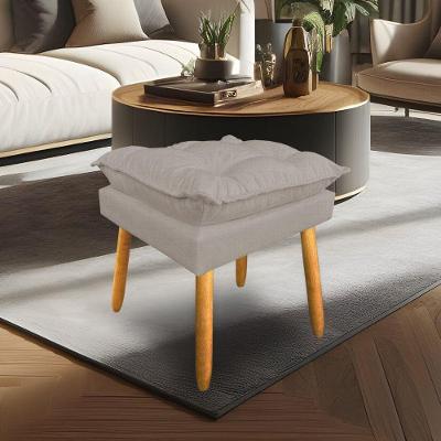 Puff Decorativo Opala Linho Cappuccino Pés Palito Dal Poz Estofados
