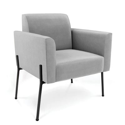 Poltrona Pé De Ferro Preto Para Sala Marisa Suede D03 - D'rossi Cor Cinza