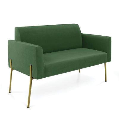 Sofá Namoradeira 2 Lugares Pé De Ferro Dourado Marisa Suede D03 Verde
