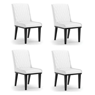 Cadeira Sala De Jantar Base Madeira Preto Kit 4 Sofia Sintético Branco D03 - D'rossi