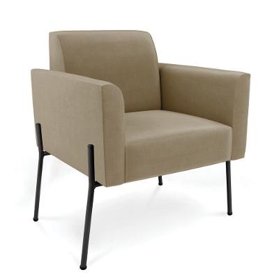 Poltrona Pé De Ferro Preto Para Sala Marisa Suede D03 - D'rossi Cor Marrom Rato