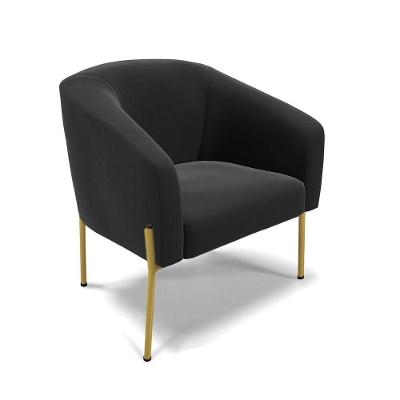 Poltrona Pé De Ferro Dourado Sala De Estar Stella Suede D03 - D'rossi Cor Preto