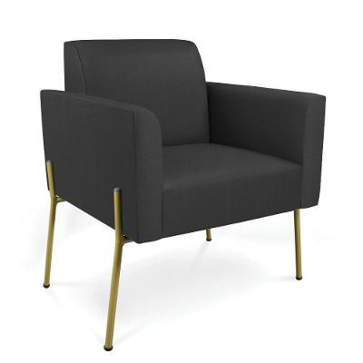 Poltrona Pé De Ferro Dourado Para Sala Marisa Corino D03 Preto