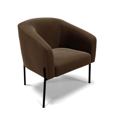 Poltrona Pé De Ferro Preto Sala De Estar Stella Suede D03 - D'rossi Cor Marrom