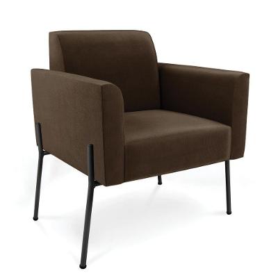 Poltrona Pé De Ferro Preto Para Sala Marisa Suede D03 - D'rossi Cor Marrom