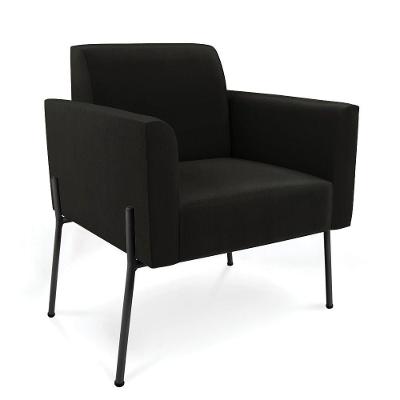 Poltrona Pé De Ferro Preto Para Sala Marisa Suede D03 - D'rossi Cor Preto