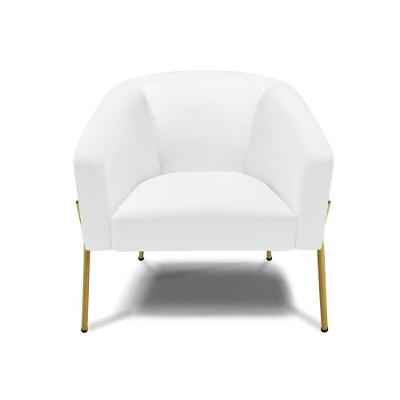 Poltrona Pé De Ferro Dourado Sala De Estar Stella Corino Branco D03 - D'rossi