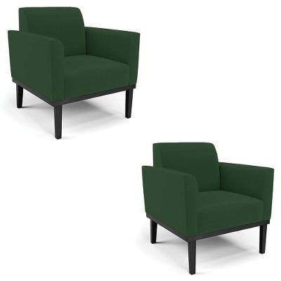 Poltrona Base Madeira Preto Kit 2 Maressa Veludo Verde
