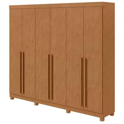Guarda-roupas Casal Bertha 6 Portas 6 Gavetas Sem Espelho Com Pés Amendoa Clean
