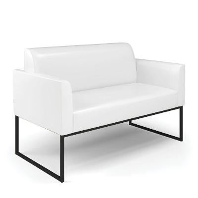 Sofá Namoradeira Base Industrial Preto Marisa Corano Branco D03 - D'rossi