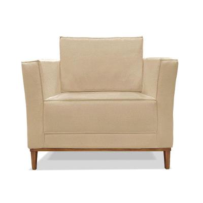 Poltrona Base De Madeira Sala De Estar Grace Linho S04 - D'rossi Cor Dourado