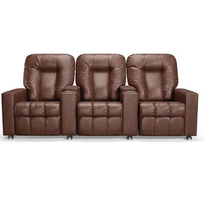 Poltrona Reclinável Para Cinema 3 Lugares Sora Pu Brilho Fh1 - D'rossi Cor Marrom
