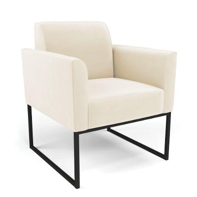Poltrona Base Industrial Preto Marisa Veludo Bege D03 - D'rossi