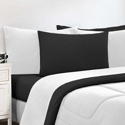 Kit Edredom Malha 100% Algodão Gran Moratta 3 Peças Casal - Branco-preto
