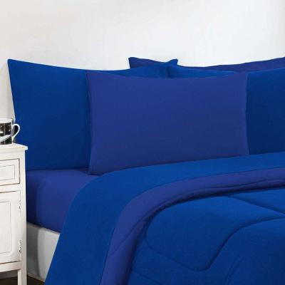 Kit Edredom Malha 100% Algodão Gran Moratta 2 Peças Solteiro - Azul Royal-azul Royal