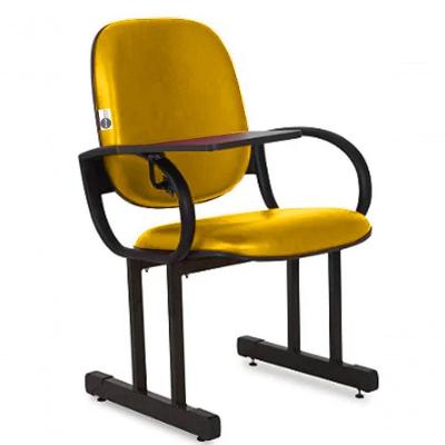 01 Cadeira Para Auditório Com Prancheta Linha Dallas Auditório Amarelo