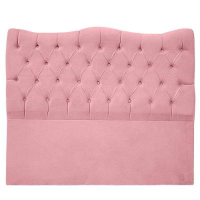 Cabeceira Casal Para Cama Box Estofada Dunas Veludo Cor Rosa Bebe
