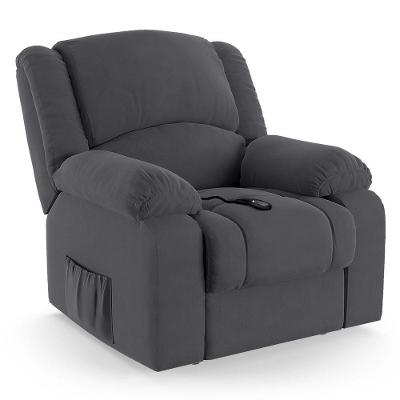 Poltrona Do Papai Reclinável Melim Controle Power Elétrico Veludo Fh1 - D'rossi Cor Cinza