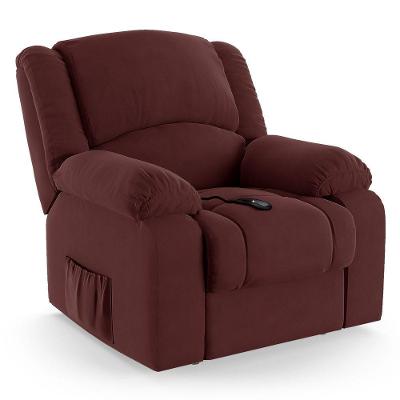 Poltrona Do Papai Reclinável Melim Controle Power Elétrico Veludo Fh1 - D'rossi Cor Vinho