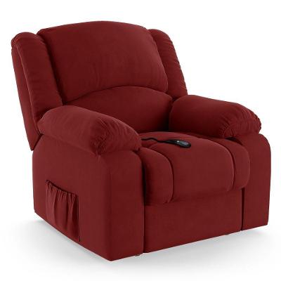 Poltrona Do Papai Reclinável Melim Controle Power Elétrico Veludo Fh1 - D'rossi Cor Vermelho