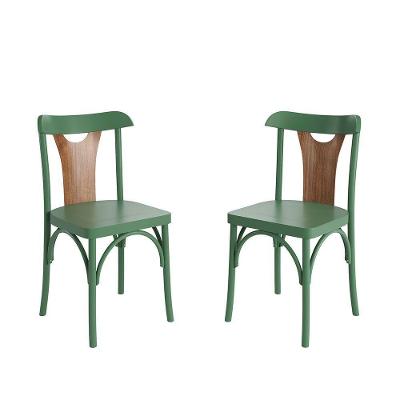 Conjunto 2 Cadeiras De Madeira Maciça Apaixone Y Verde