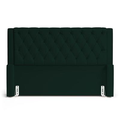 Cabeceira E Calçadeira Báu Queen Size Atena 160cm Capitonê Veludo Verde Escuro - Desk Design