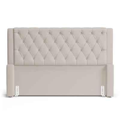 Cabeceira Atena Para Cama Box Queen Size 160cm Capitonê Com Frame Suede Bege Claro - Desk Design