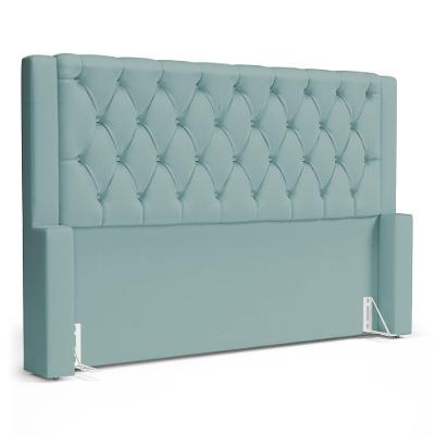 Cabeceira Atena Para Cama Box Casal Padrão 140cm Capitonê Com Frame Veludo Acqua - Desk Design
