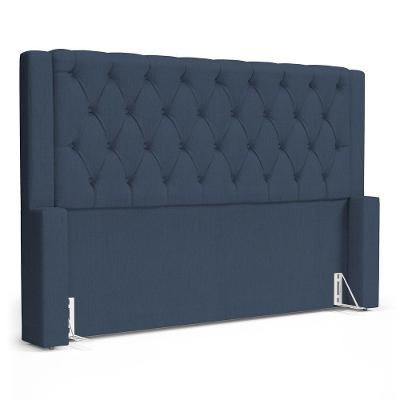 Cabeceira Atena Para Cama Box Casal Padrão 140cm Capitonê Com Frame Linho Azul - Desk Design