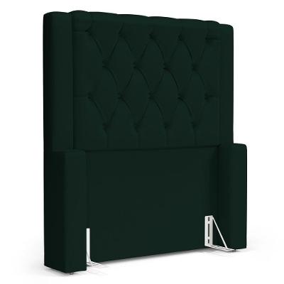 Cabeceira Atena Para Cama Box Solteiro 90cm Capitonê Com Frame Veludo Verde Escuro - Desk Design